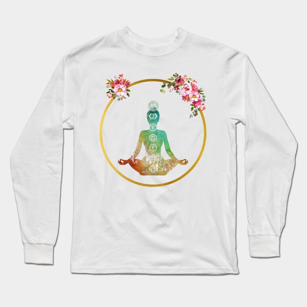 Meditating  woman Long Sleeve T-Shirt by erzebeth